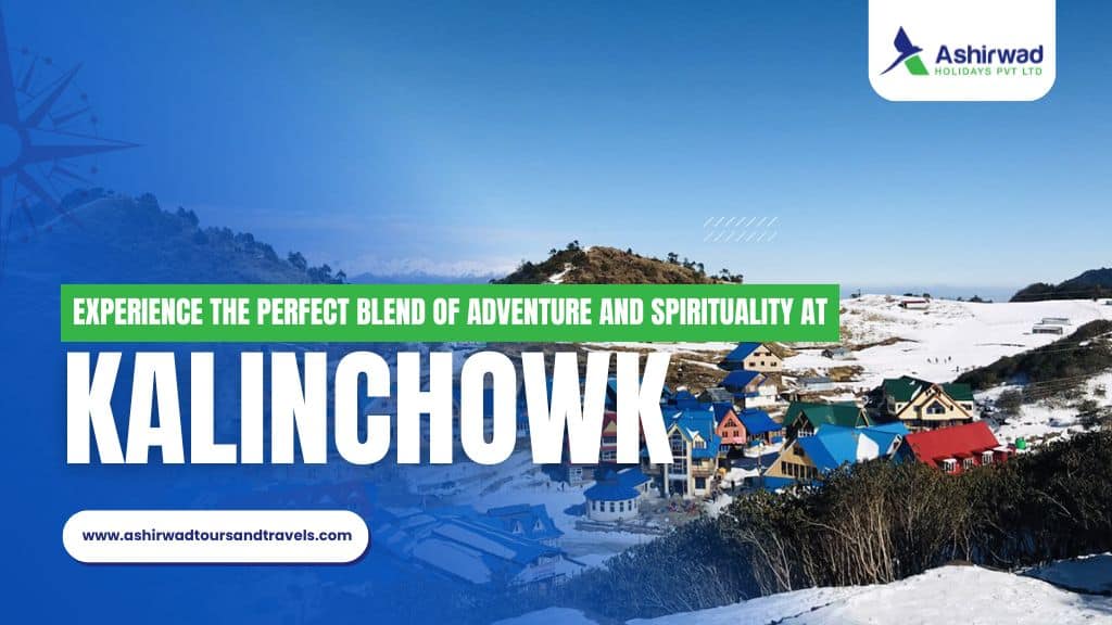 Snow-covered Kalinchowk village with colorful rooftops.